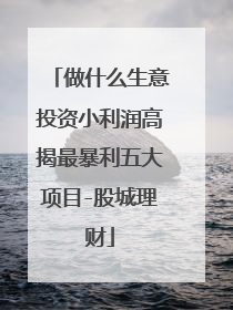 做什么生意投资小利润高揭最暴利五大项目-股城理财