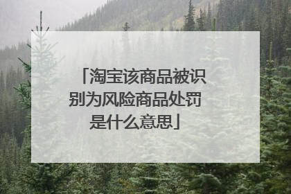 淘宝该商品被识别为风险商品处罚是什么意思