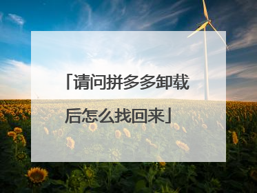 请问拼多多卸载后怎么找回来