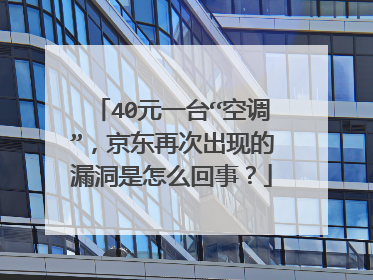 40元一台“空调”，京东再次出现的漏洞是怎么回事？