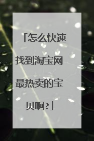怎么快速找到淘宝网最热卖的宝贝啊?