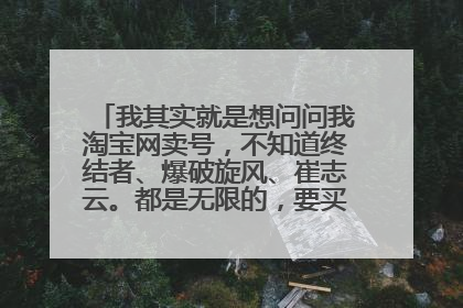 我其实就是想问问我淘宝网卖号，不知道终结者、爆破旋风、崔志云。都是无限的，要买多少钱哪？