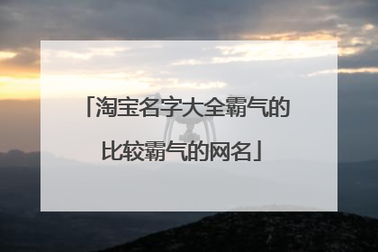 淘宝名字大全霸气的 比较霸气的网名