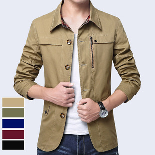 速卖通跨境外贸货源2019春秋款纯棉夹克男休闲外套加肥加大码男装